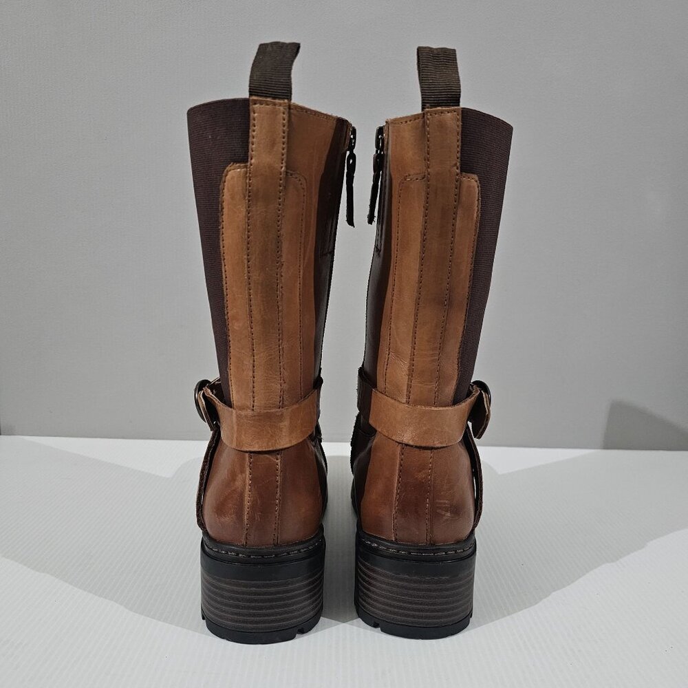 Softwalk Neenah Mid Calf Riding Boot Women 8 NARROW Brown Leather Equestrian - Picture 8 of 15